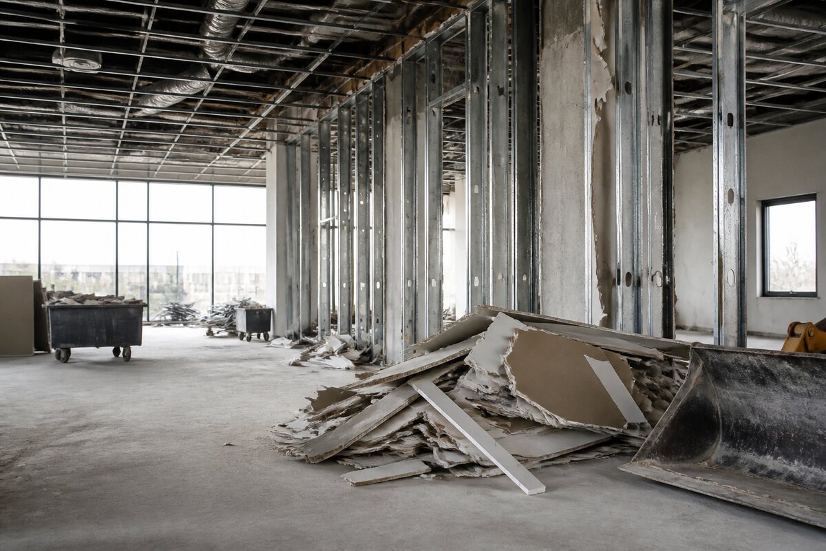 Commercial interior demolition site